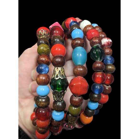 Bohemian Rainbow Festival Beaded Coil Bracelet - Picture 5 of 10